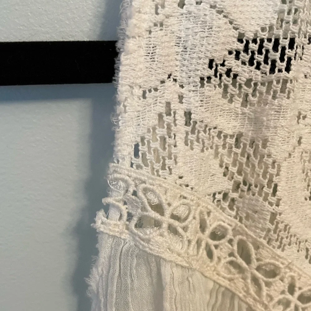 Free People White Lace Open-Back Tank Top Size Small - Picture 9 of 9